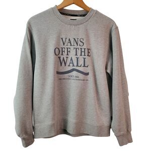Vans Sweatshirt Men's Small Gray Front Embroidered Brand Skateboard Skater
